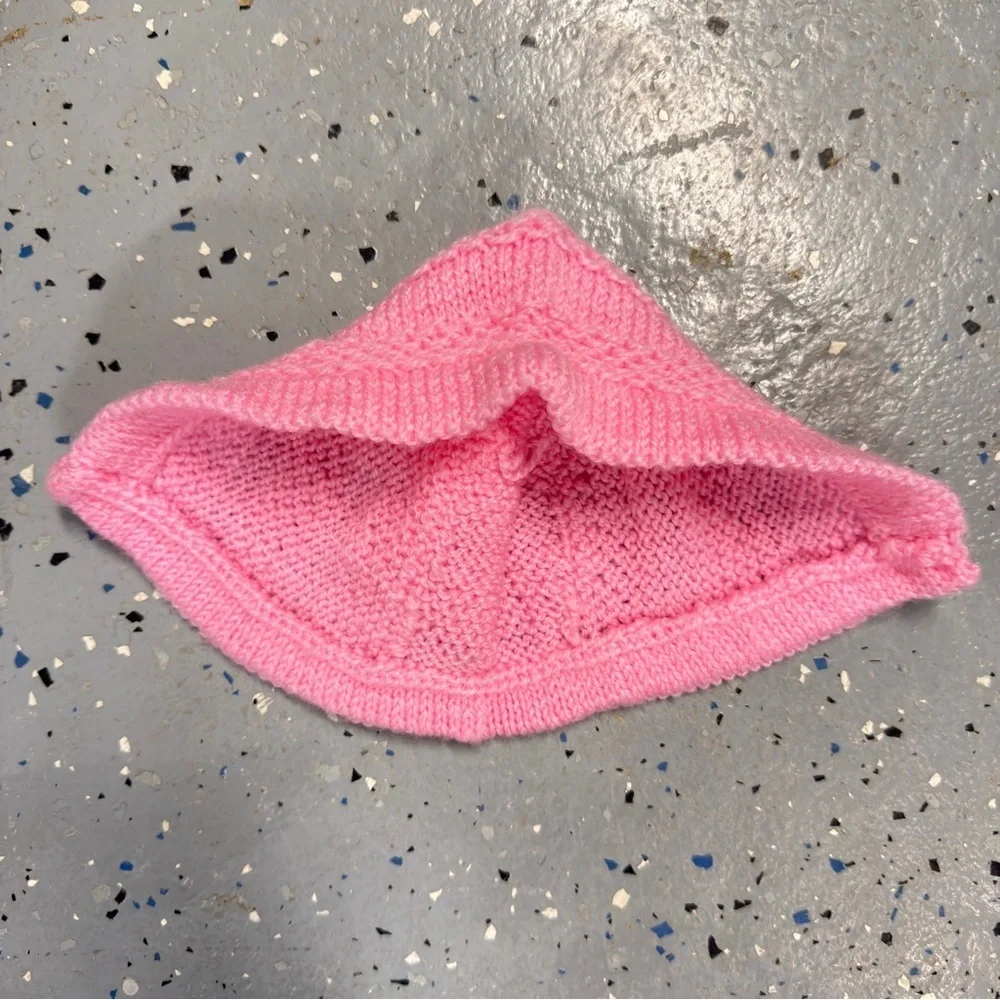 Pink Hand Knit Baby Bonnet